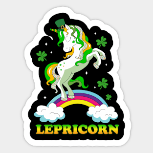 Lepricorn St Patricks Day Girls Unicorn Shamrock Sticker